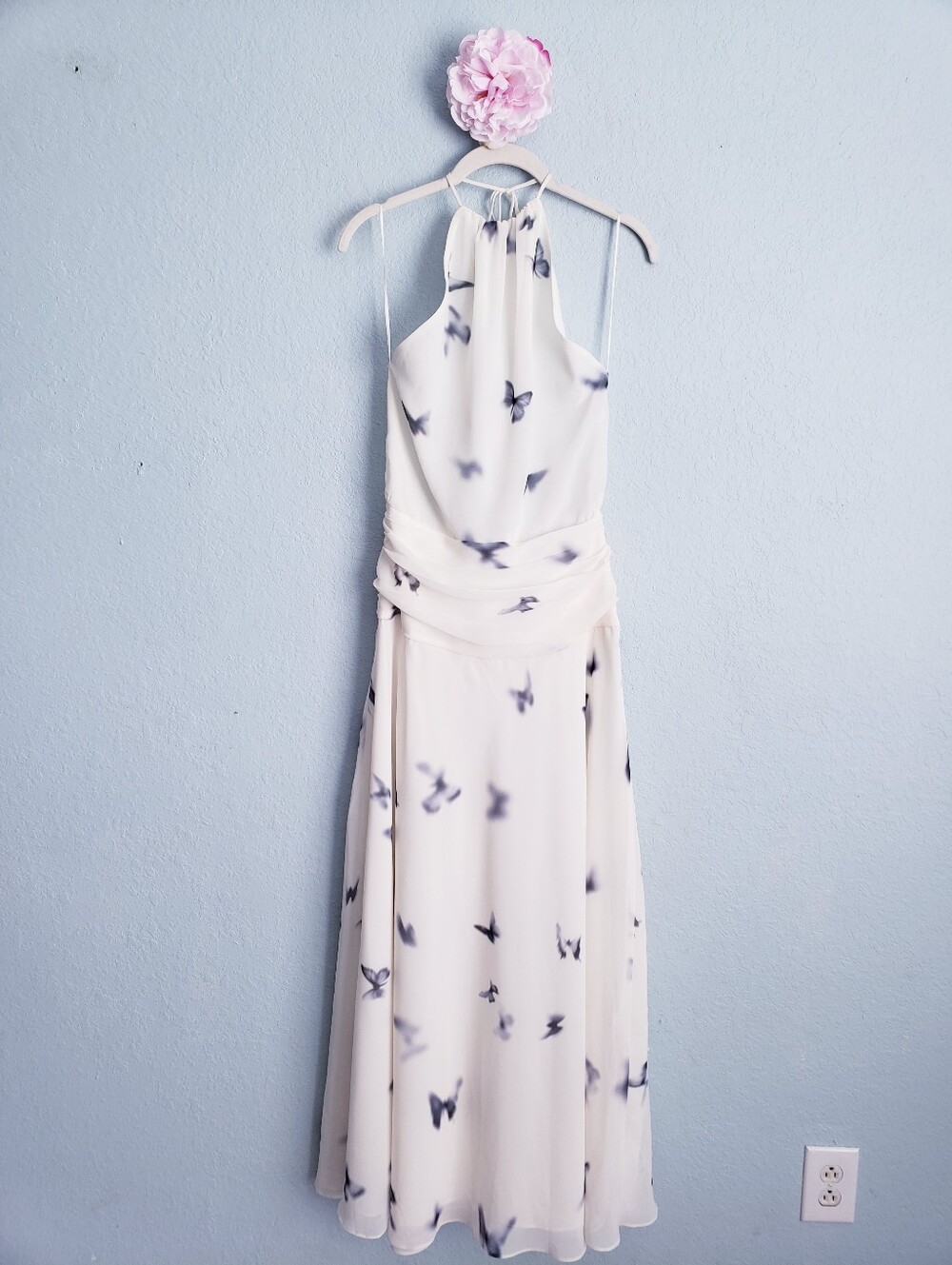 Zara Viral Illusion Butterfly Open Back Halter Maxi Dress